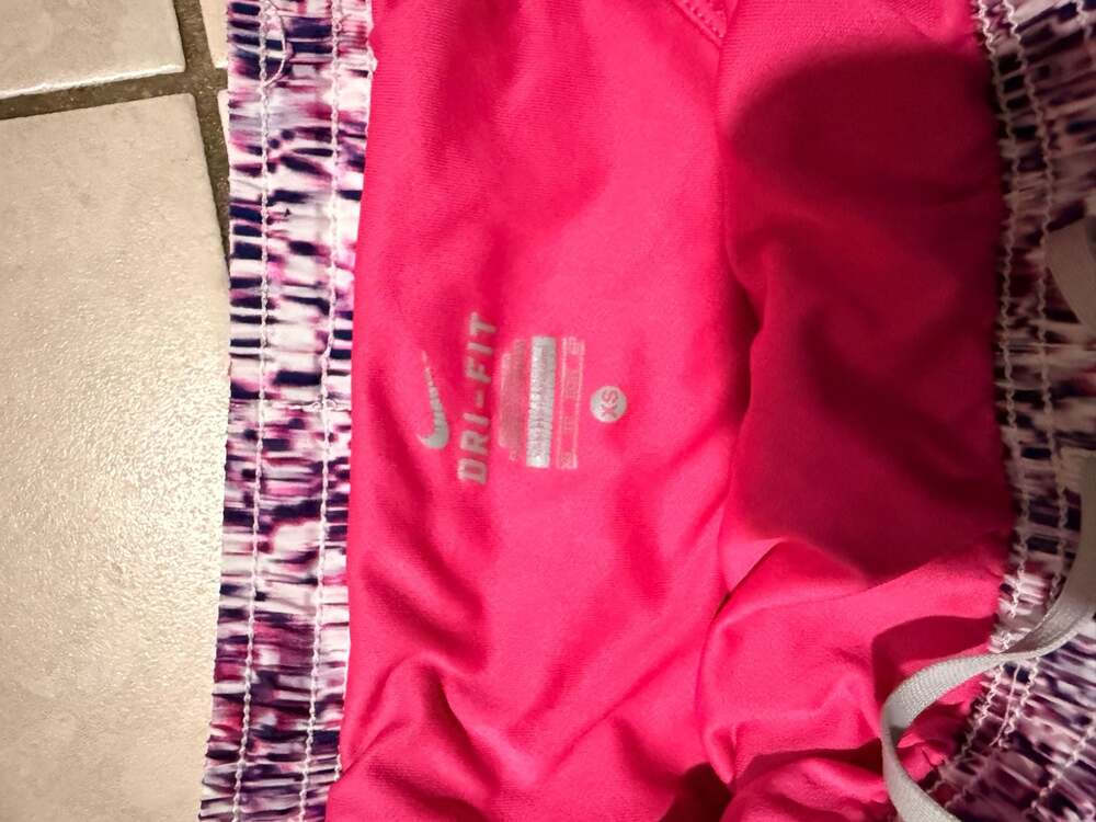 Nike Women's Dri-Fit Running Shorts XS Purple Pink Abstract Icon Clash Tempo - Picture 3 of 7